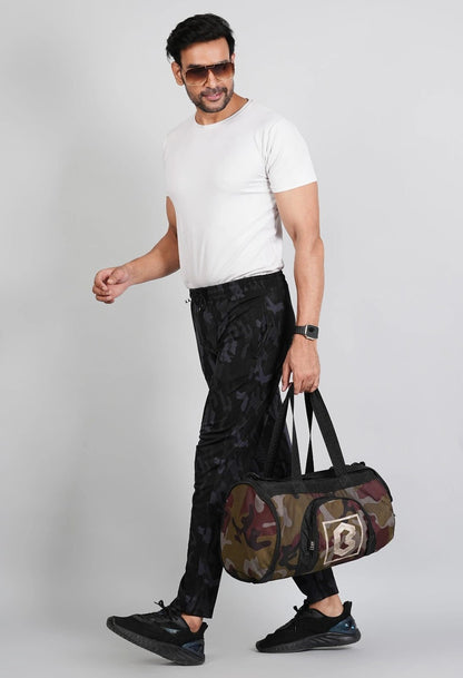 Men Army Print Fit Black Joggers with FickaPlus