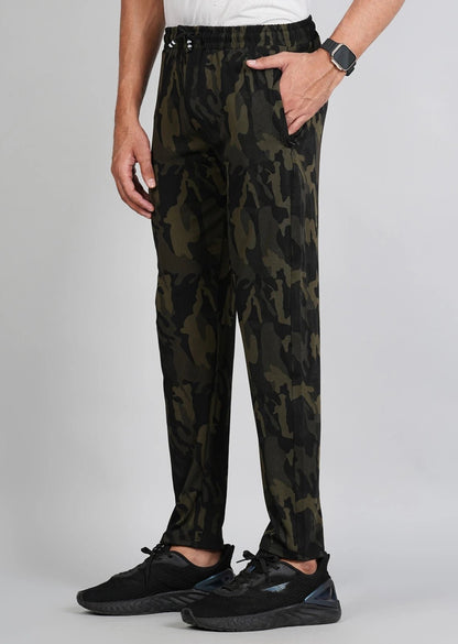 Men Army Print Fit Green Joggers with FickaPlus
