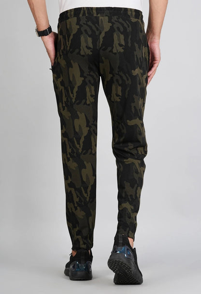 Men Army Print Fit Green Joggers with FickaPlus