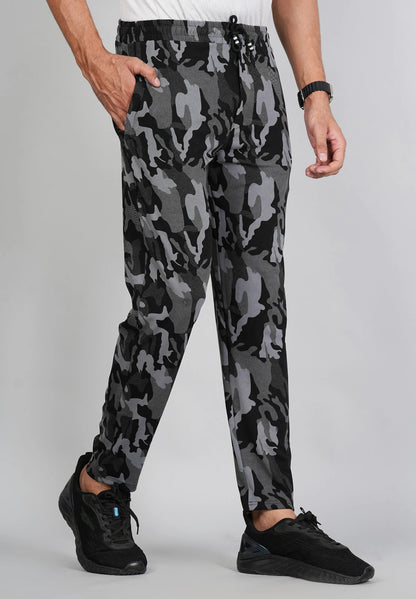 Men Army Print Fit Grey Joggers with FickaPlus