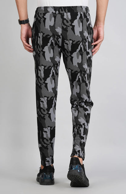 Men Army Print Fit Grey Joggers with FickaPlus