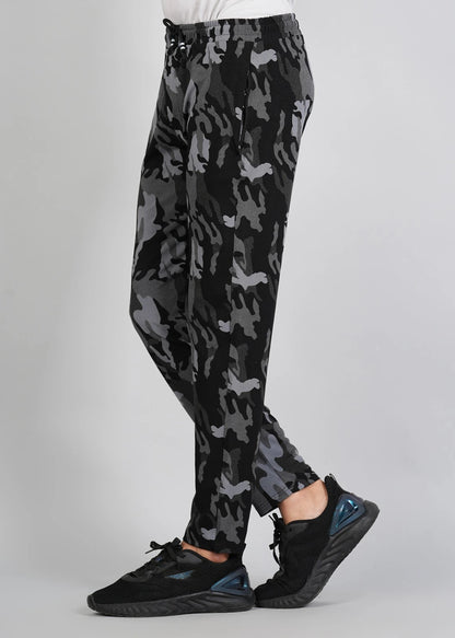 Men Army Print Fit Grey Joggers with FickaPlus
