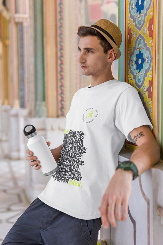 FICKA’s Fresh white Prints: Best New Cotton T-Shirts for Men