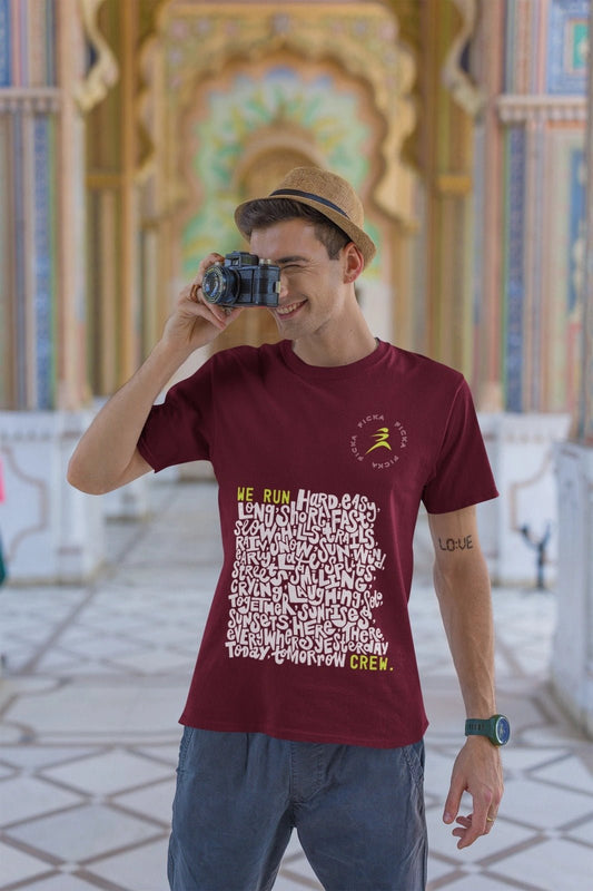 FICKA’s Fresh Maroon  Prints: Best New Cotton T-Shirts for Men