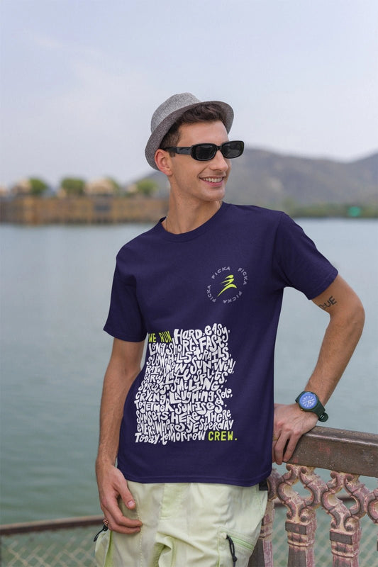 FICKA’s Fresh Navy Blue Prints: Best New Cotton T-Shirts for Men