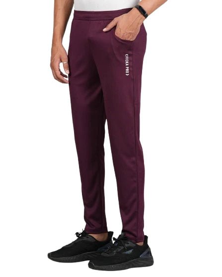 Men Solid Relax Fit Maroon Joggers with FickaPlus