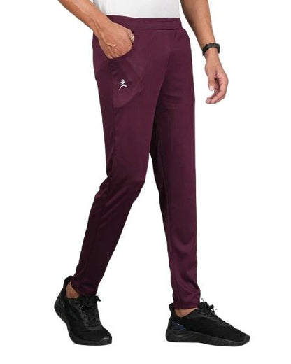 Men Solid Relax Fit Maroon Joggers with FickaPlus