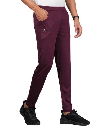 Men Solid Relax Fit Maroon Joggers with FickaPlus