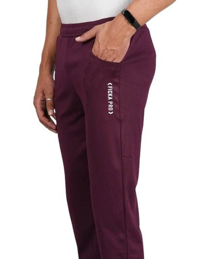 Men Solid Relax Fit Maroon Joggers with FickaPlus
