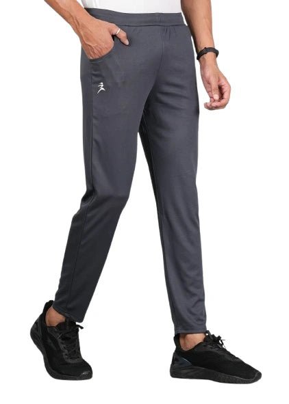 Men Solid Relax Fit Dark Grey Joggers with FickaPlus