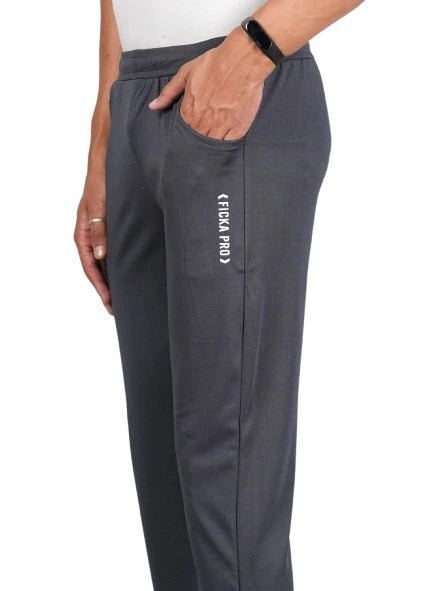Men Solid Relax Fit Dark Grey Joggers with FickaPlus