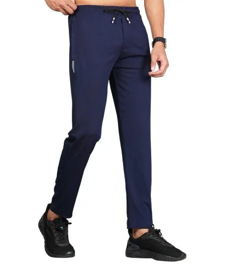 Men Solid Relax Fit Navy Blue Joggers with FickaPlus