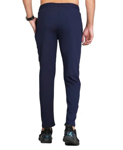 Men Solid Relax Fit Navy Blue Joggers with FickaPlus