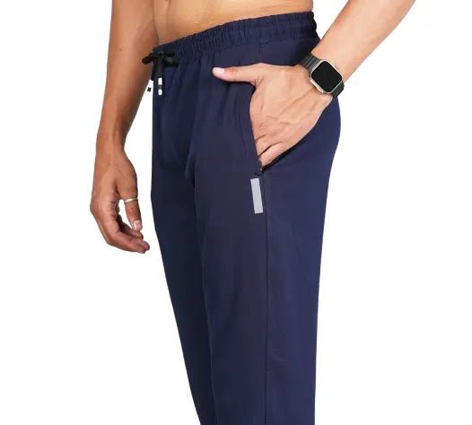 Men Solid Relax Fit Navy Blue Joggers with FickaPlus