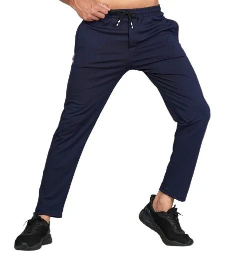 Men Solid Relax Fit Navy Blue Joggers with FickaPlus
