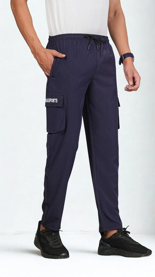 Ficka Lightweight Blue Cargo Trackpant For Men