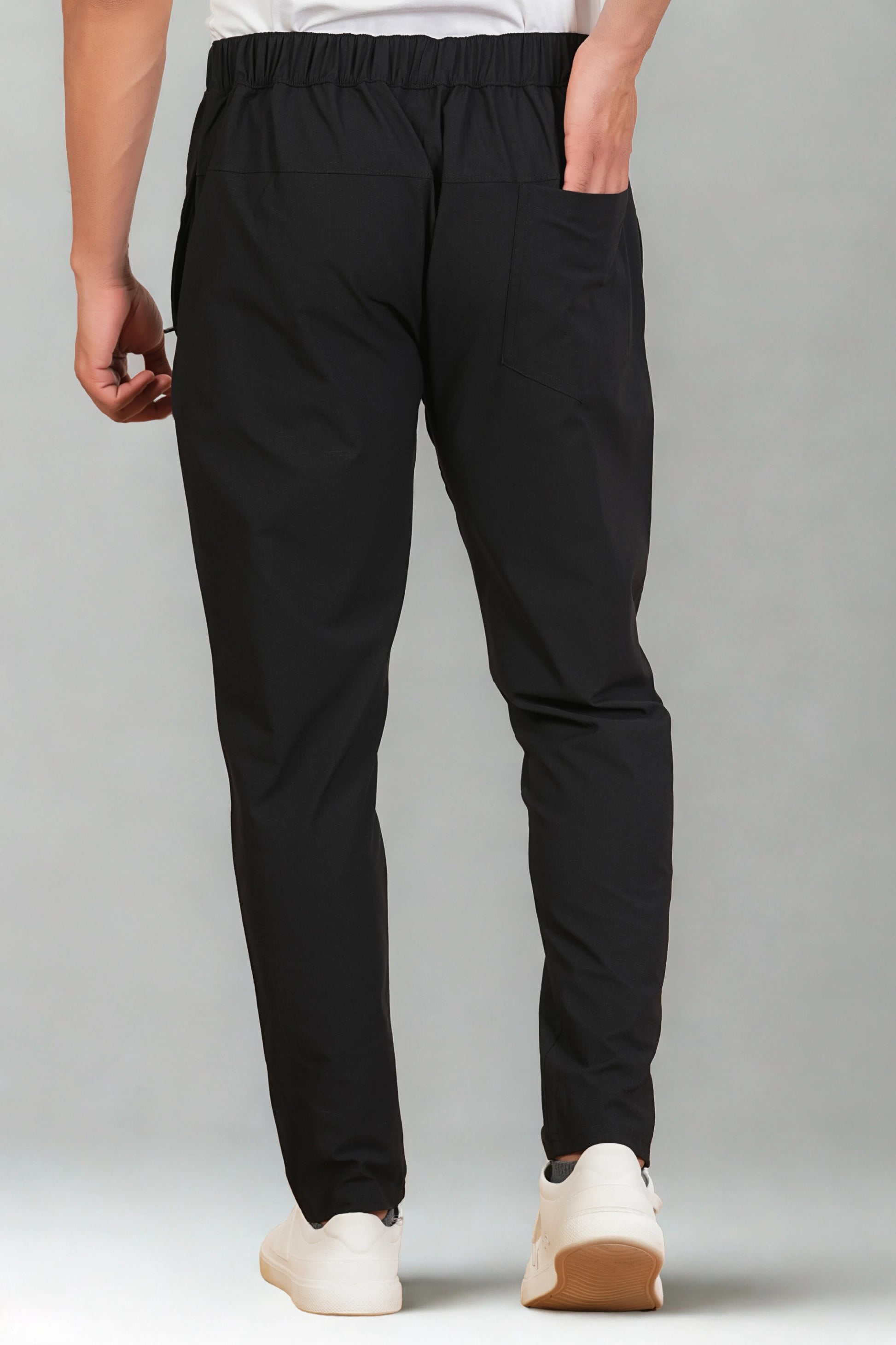 FICKA black pant style trackpant back view with comfortable fit