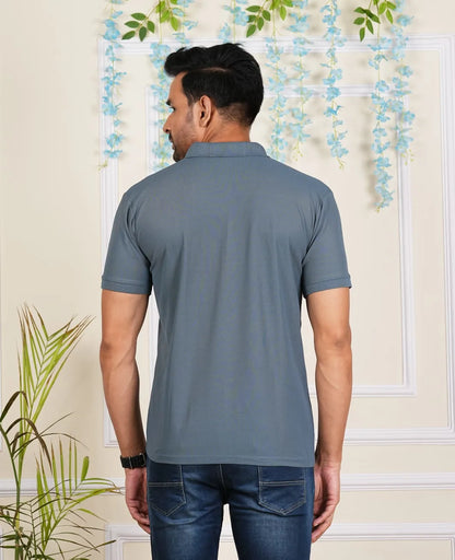 FICKA Polo Sap Matty Dark Grey T-shirt For Men