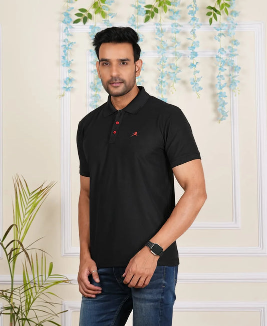 FICKA Polo Sap Matty Black T-shirt For Men