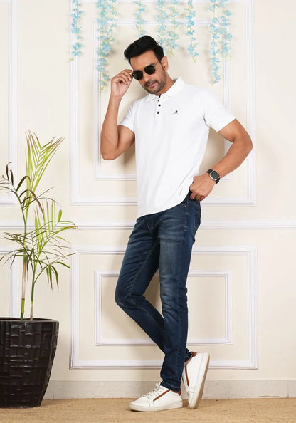 FICKA Polo Sap Matty White T-shirt For Men