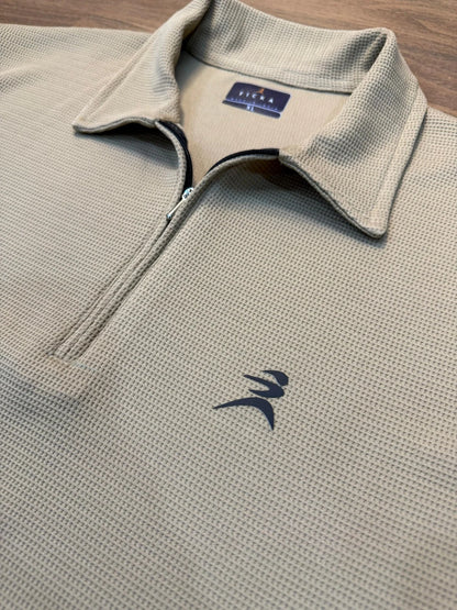 Ficka Half Zipper Camel Polo T-shirt For Men