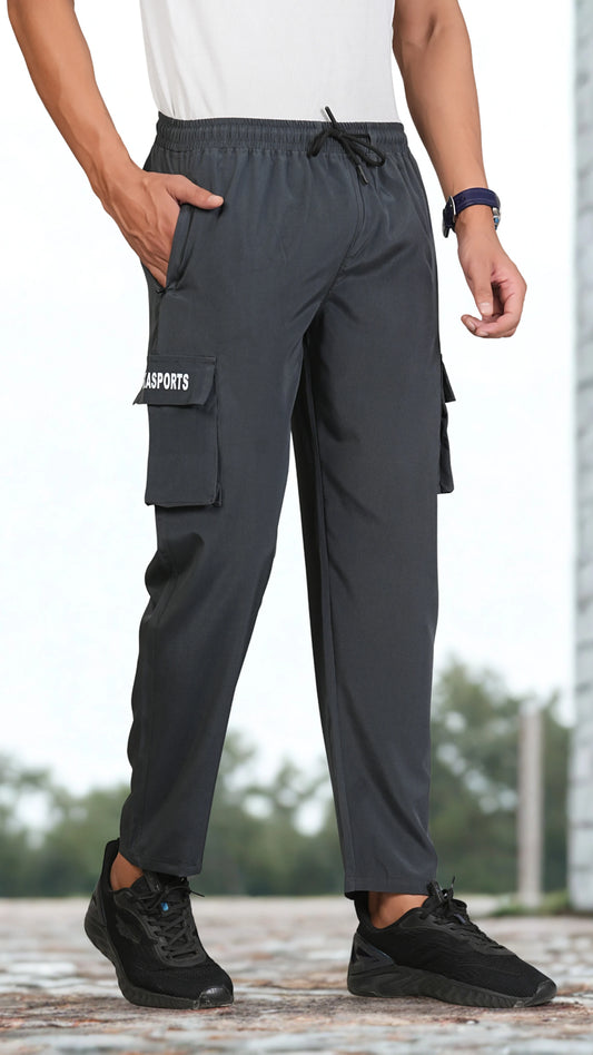 Ficka Lightweight DarkGrey Cargo Trackpant For Men