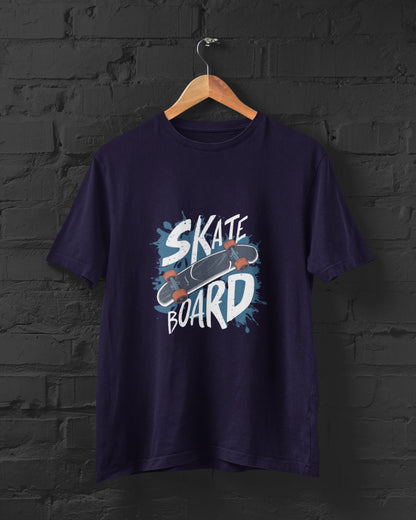 Men Blue Skate Printed Regular Fit Cotton T-Shirt