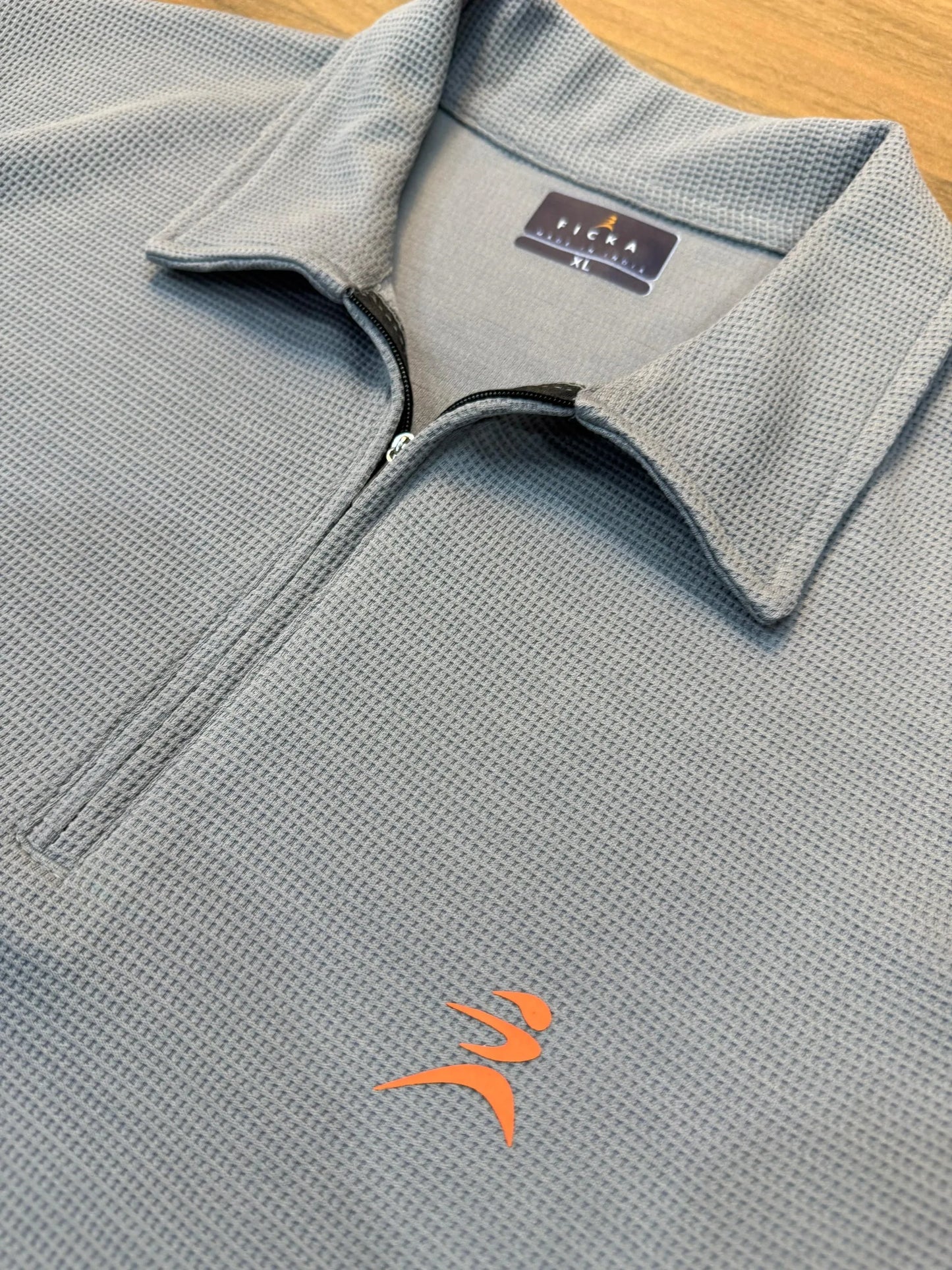Ficka Half Zipper Royal Blue Polo T-shirt For Men