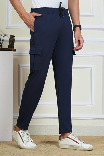 FICKA MEN BLUE CARGO TRACKPANT