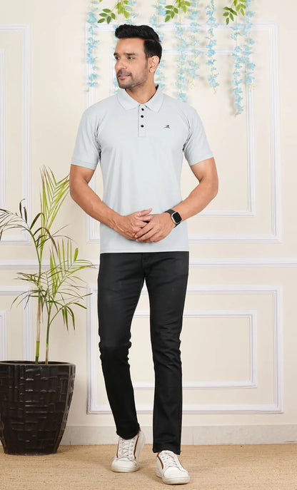 FICKA Polo Sap Matty Light  Grey T-shirt For Men