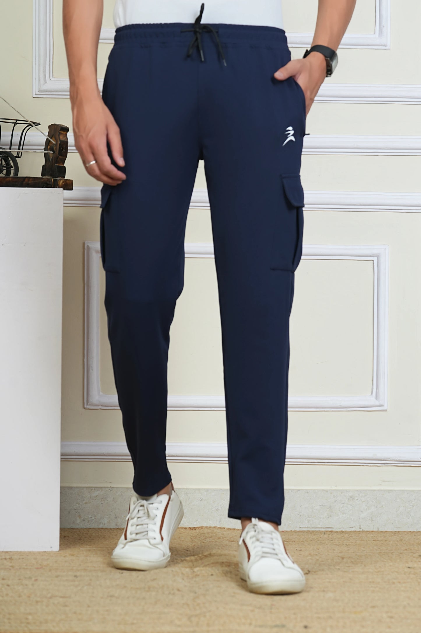 FICKA MEN BLUE CARGO TRACKPANT