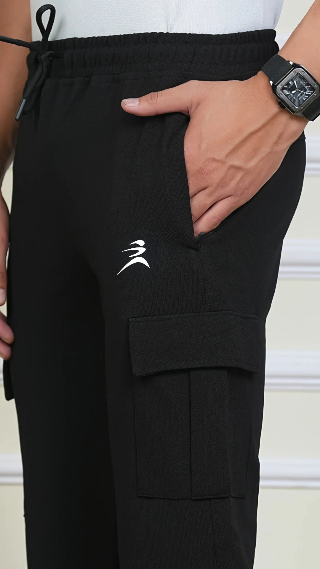 Ficka Men Cargo Black Trackpant