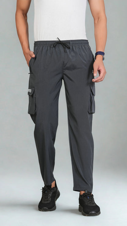 Ficka Lightweight DarkGrey Cargo Trackpant For Men