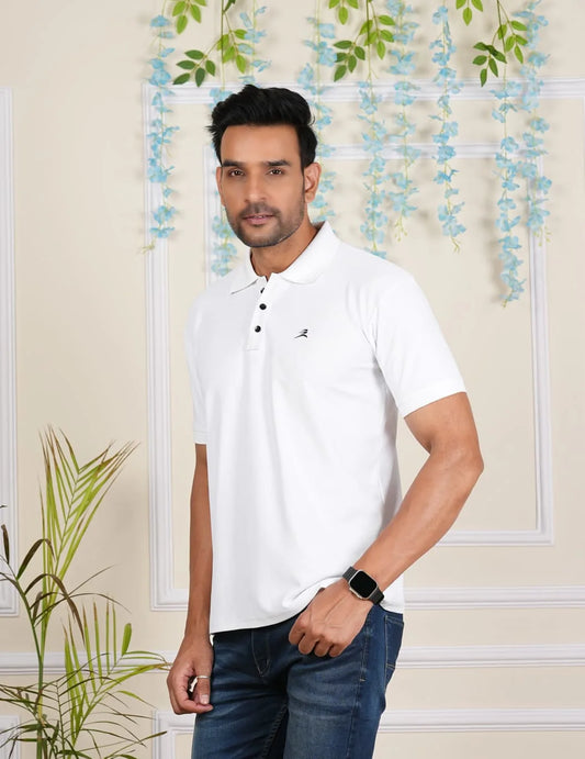 FICKA Polo Sap Matty White T-shirt For Men