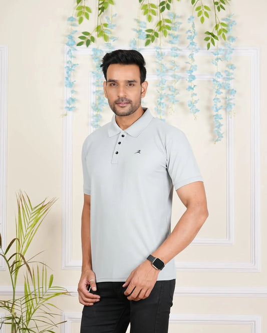 FICKA Polo Sap Matty Light  Grey T-shirt For Men