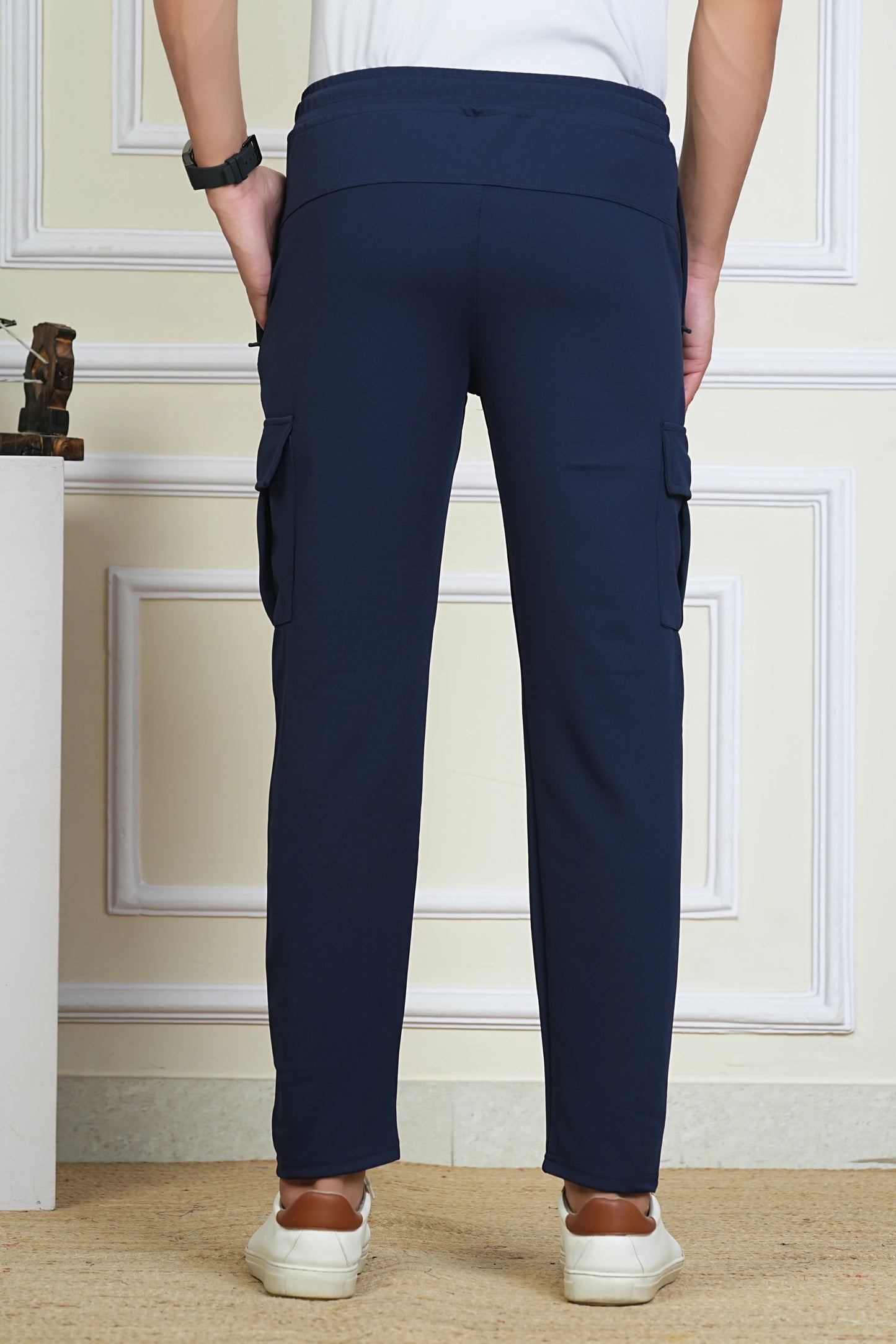 FICKA MEN BLUE CARGO TRACKPANT