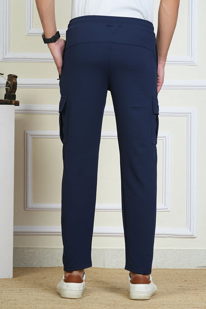 FICKA MEN BLUE CARGO TRACKPANT